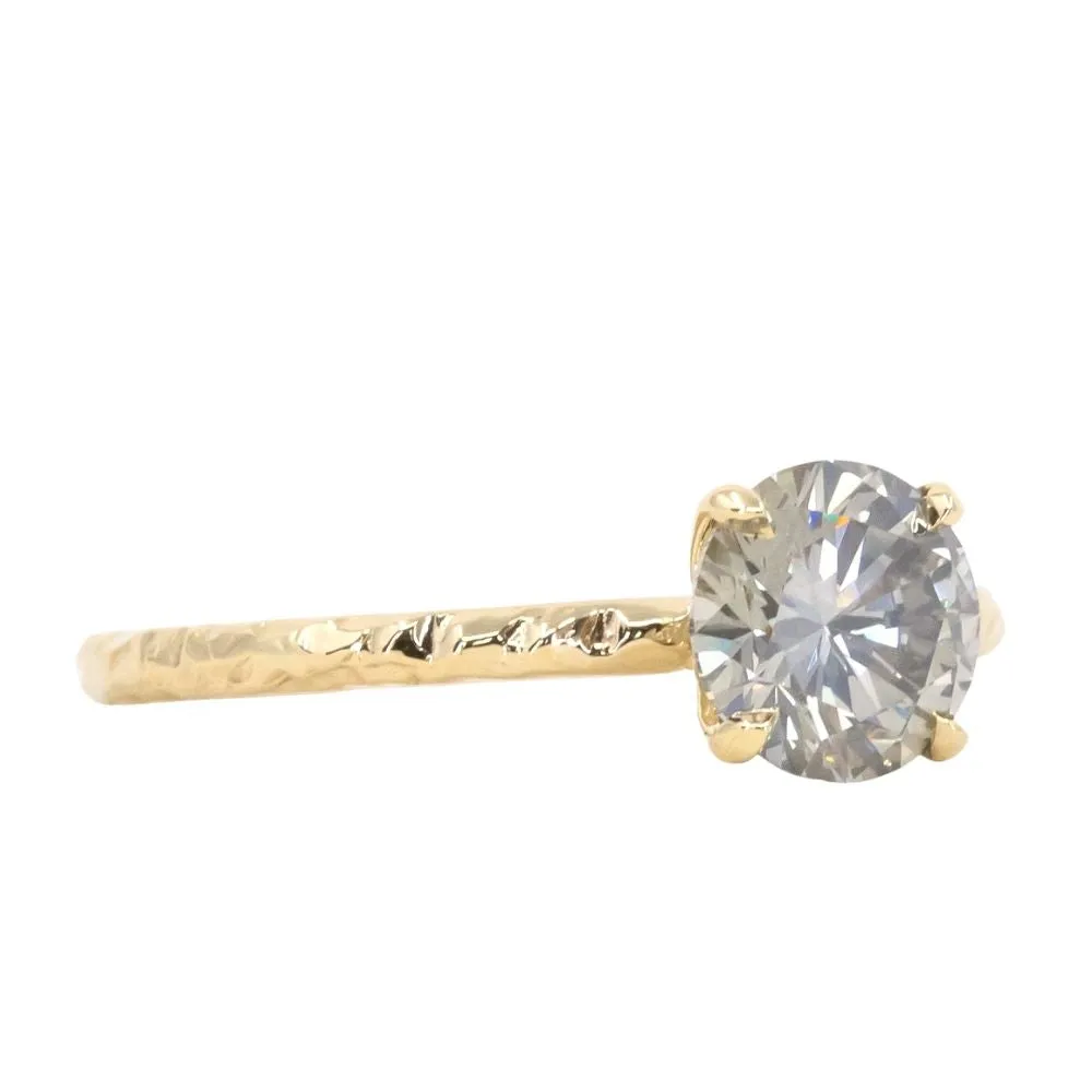 1.16ct Round GIA Fancy Grey Diamond Evergreen Solitaire in 18k Yellow Gold