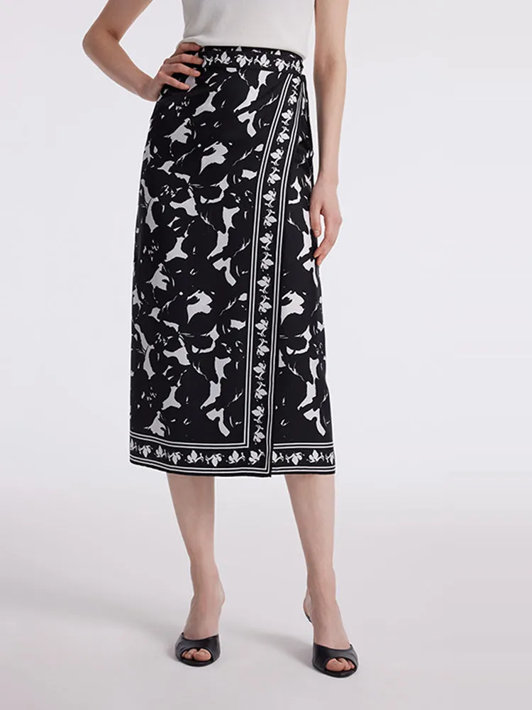 14 Momme Mulberry Silk Iris Printed Women Half Skirt