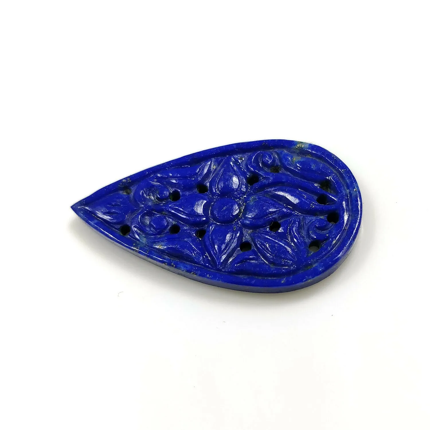 14.50cts Natural Blue LAPIS LAZULI Gemstone Hand Carved Pear Shape 34*20mm 1pc