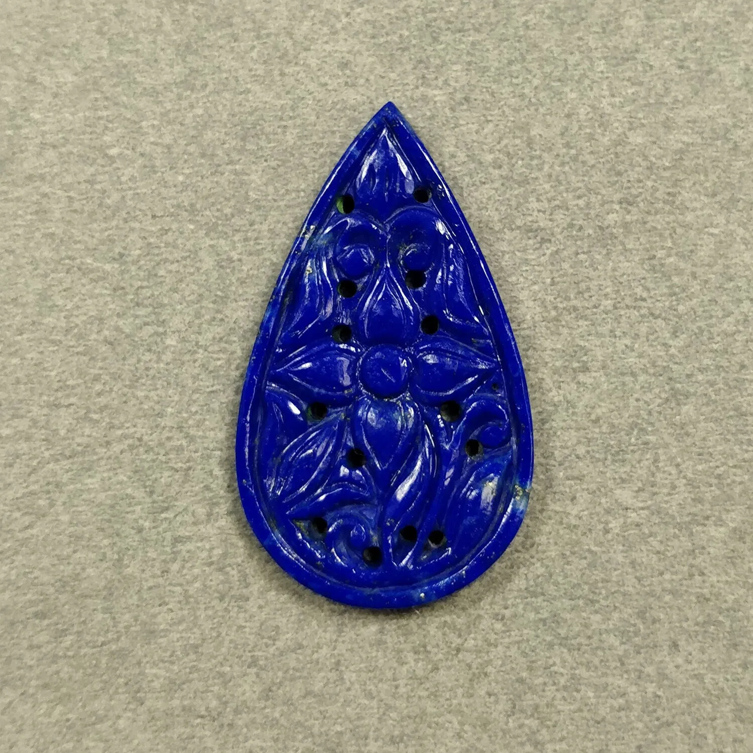 14.50cts Natural Blue LAPIS LAZULI Gemstone Hand Carved Pear Shape 34*20mm 1pc