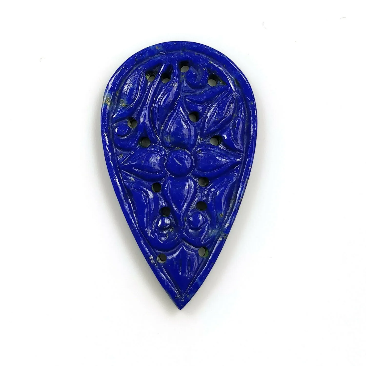 14.50cts Natural Blue LAPIS LAZULI Gemstone Hand Carved Pear Shape 34*20mm 1pc