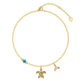 14K Gold Turtle Anklet for Women with Turquoise Anklet Bracelet Birthday Gift for Wife Girlfriend Mom Her 8 1 1 inch