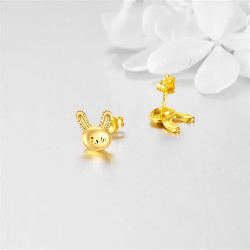 14k Soild Gold  Bunny Stud Earrings for Women Cute Animal Leverback Earrings Bunny Earrings Studs Rabbit Jewelry  Gifts for Women Mom Girls Friends