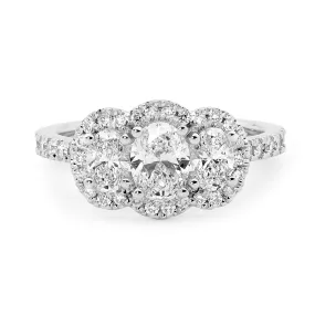 18ct White Gold Oval Shaped Diamond Ring