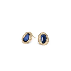 18K Freeform Stud Earring in Dark Blue Sapphire