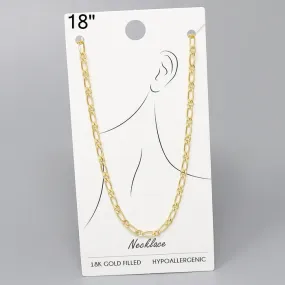 18K Gold Filled Flattened Chain Necklace - 18"