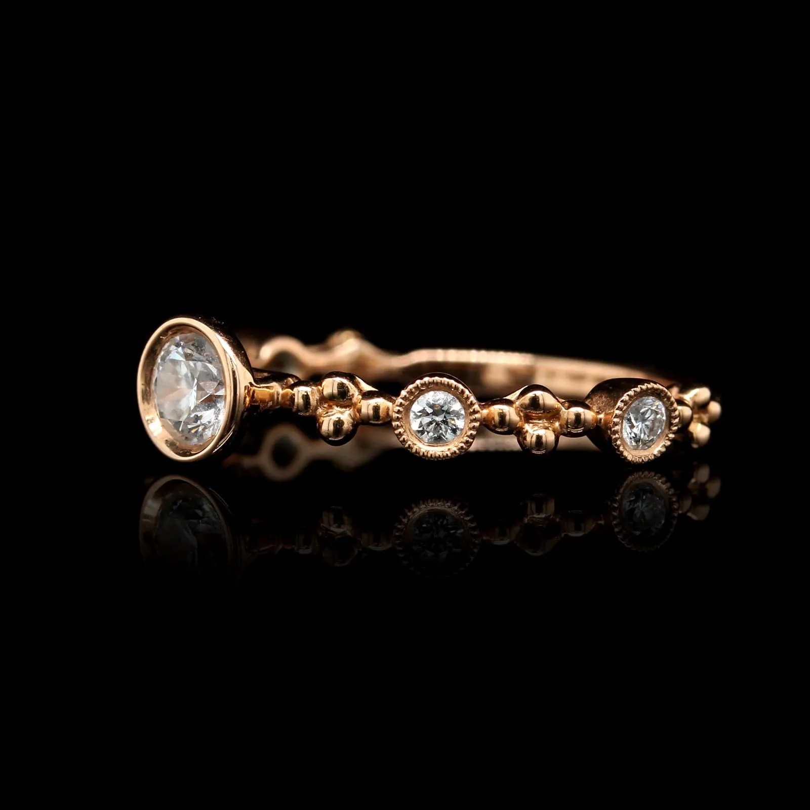 18K Rose Gold Estate Diamond Engagement Ring