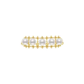 18K Solid Gold Akoya Pearl Ring KR00011