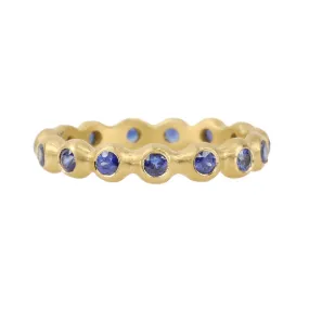 20K Gold Bezel-Set Blue Sapphire Eternity Ball Ring