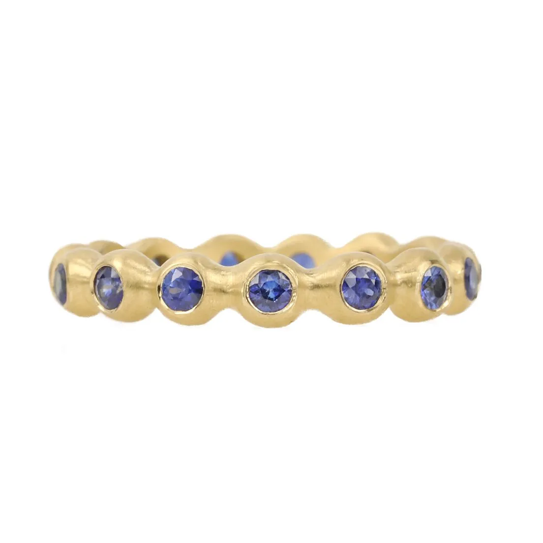 20K Gold Bezel-Set Blue Sapphire Eternity Ball Ring