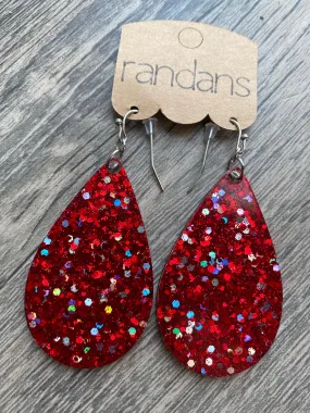 “A Christmas Story” Red Glitter Handcrafted Resin Earrings