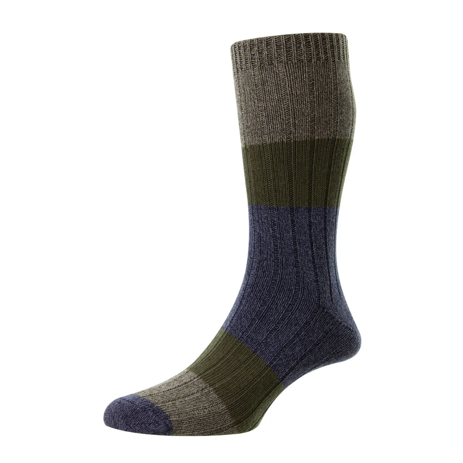 Acacia Chunky Cotton One Size Socks- Moss