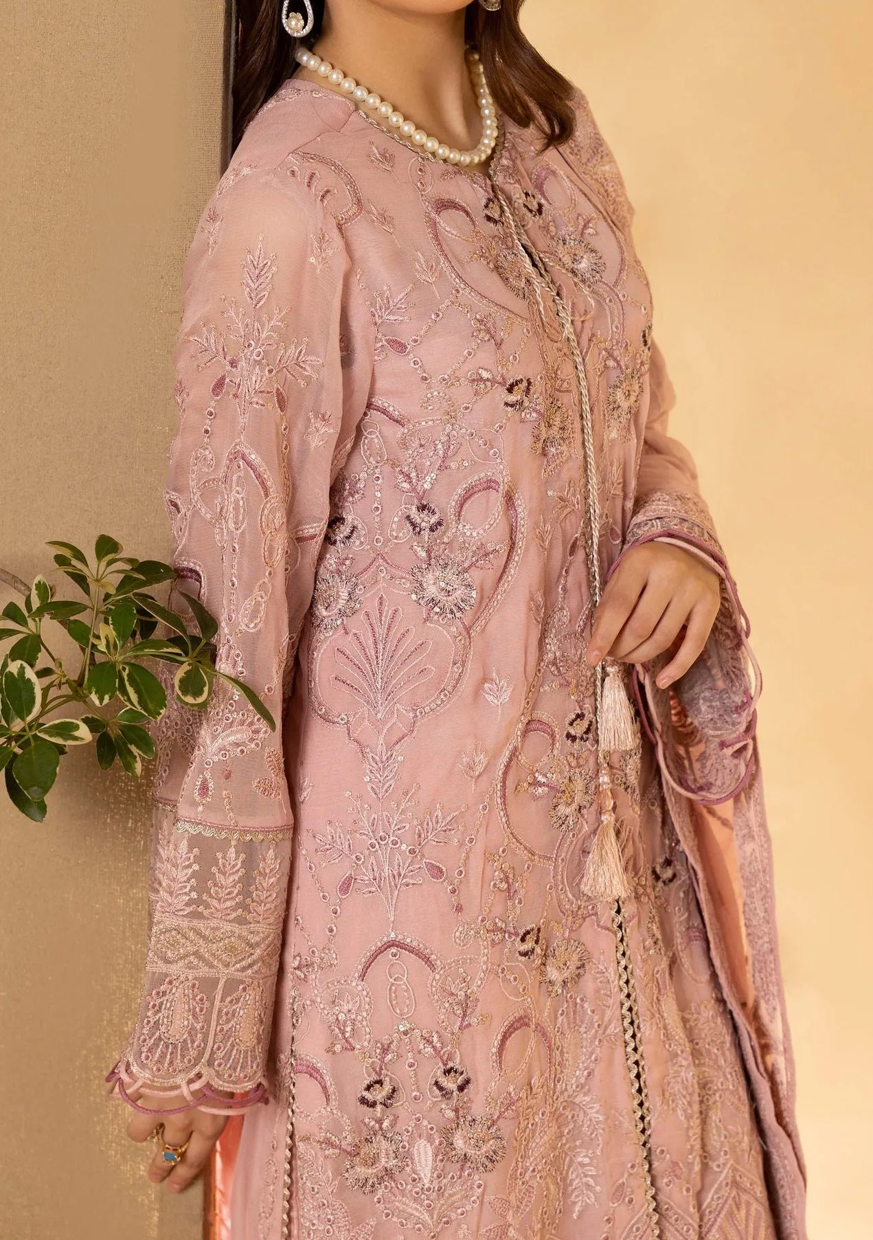 Adan's Libas Pakistani Embroidered Chiffon Dress