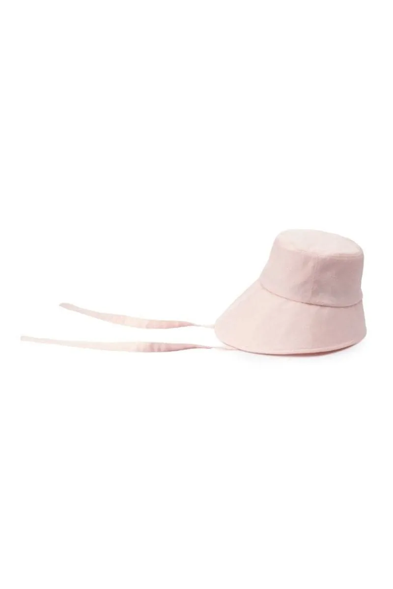 ALLY PALE PINK LINEN BUCKET HAT