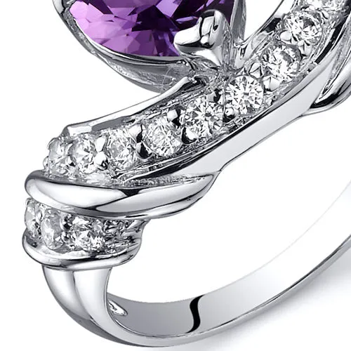 Amethyst Heart Shape Sterling Silver Ring Size 8