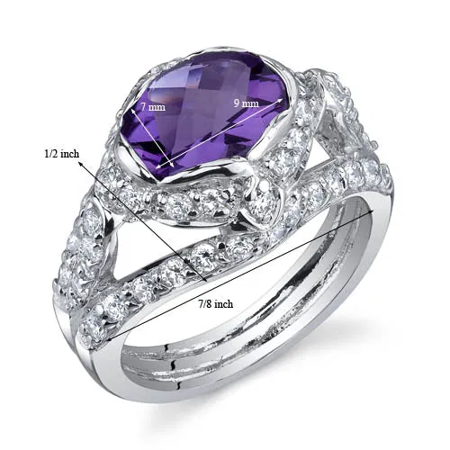 Amethyst Oval Cut Sterling Silver Ring Size 9