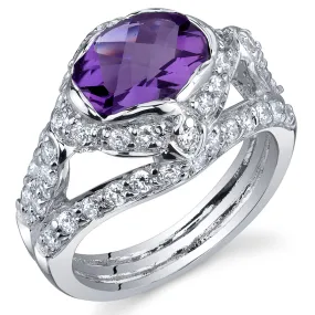 Amethyst Oval Cut Sterling Silver Ring Size 9