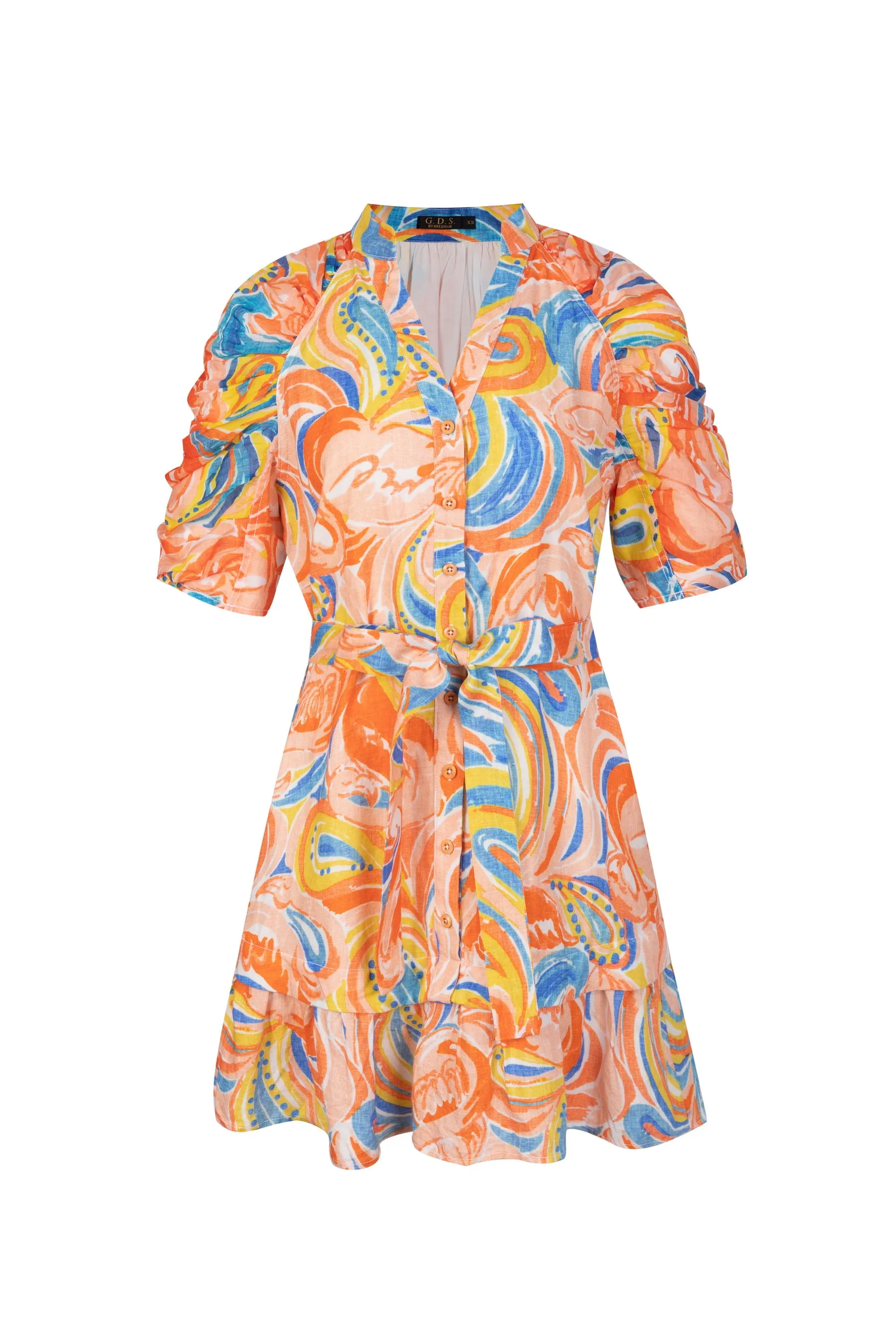 Anastasia Short Dress - Orange/Yellow/Blue - GDS