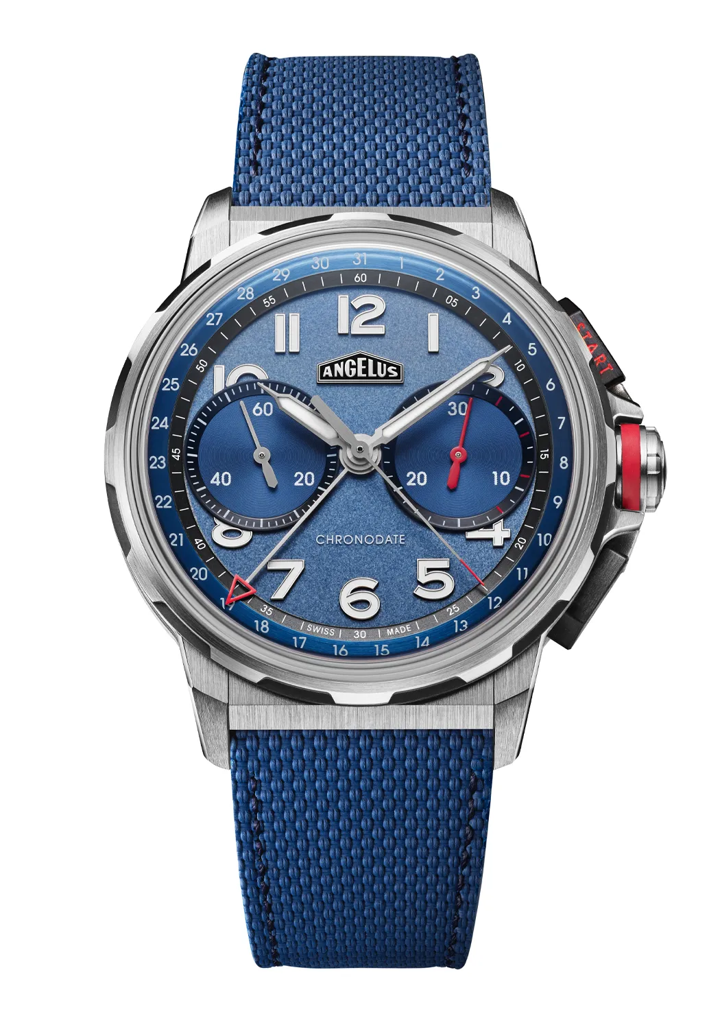 Angelus Chronodate Titanium Blue Strap | LE25