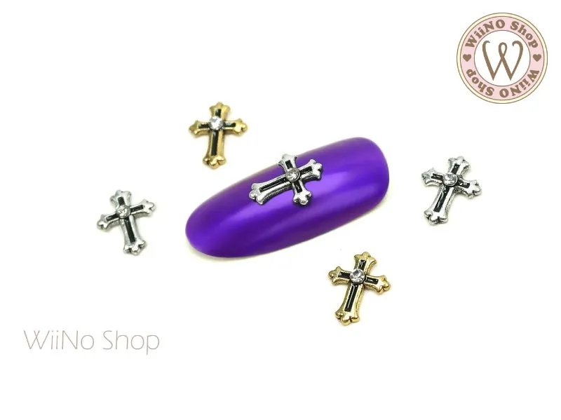 Antique Cross Nail Metal Charm - 2 pcs