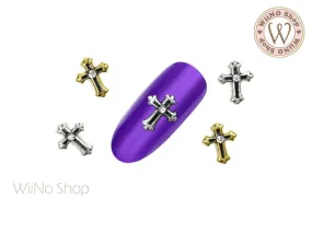 Antique Cross Nail Metal Charm - 2 pcs