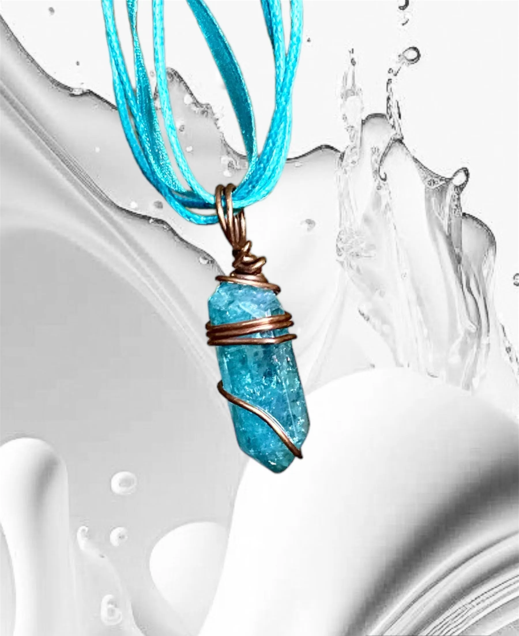 Aqua Aura Quartz Wire Wrapped Point