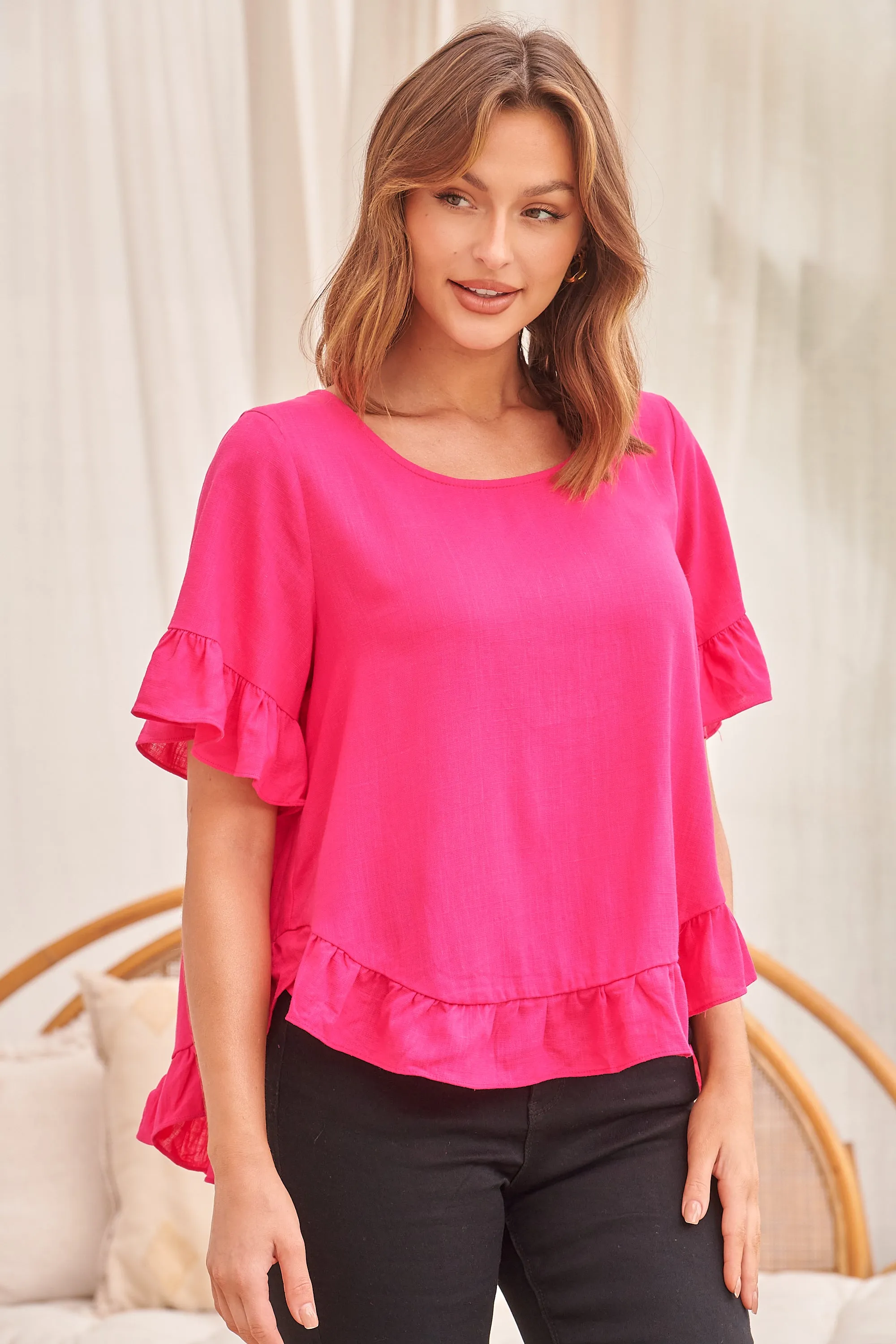 Aries Hot Pink Linen Tee