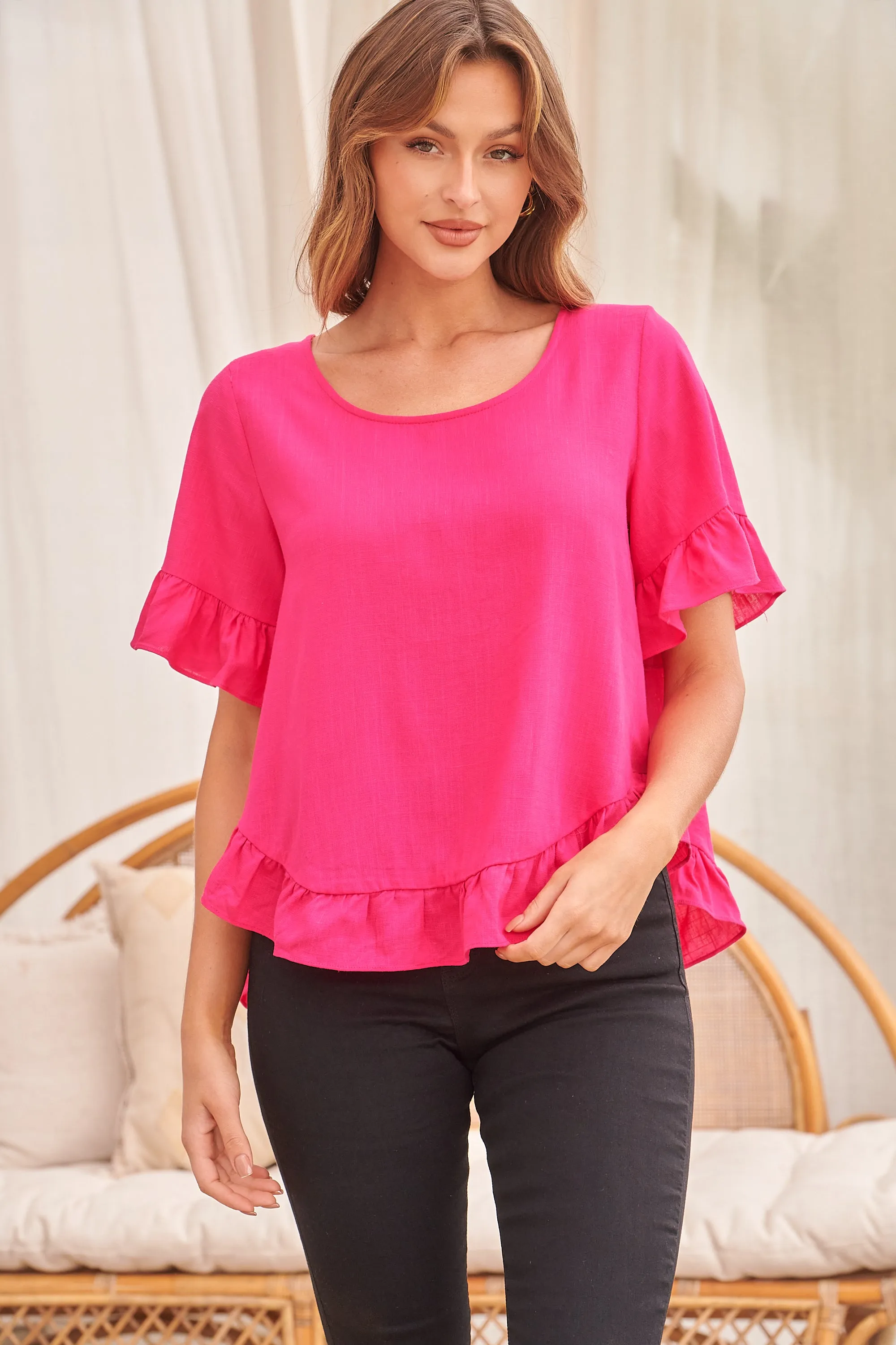 Aries Hot Pink Linen Tee