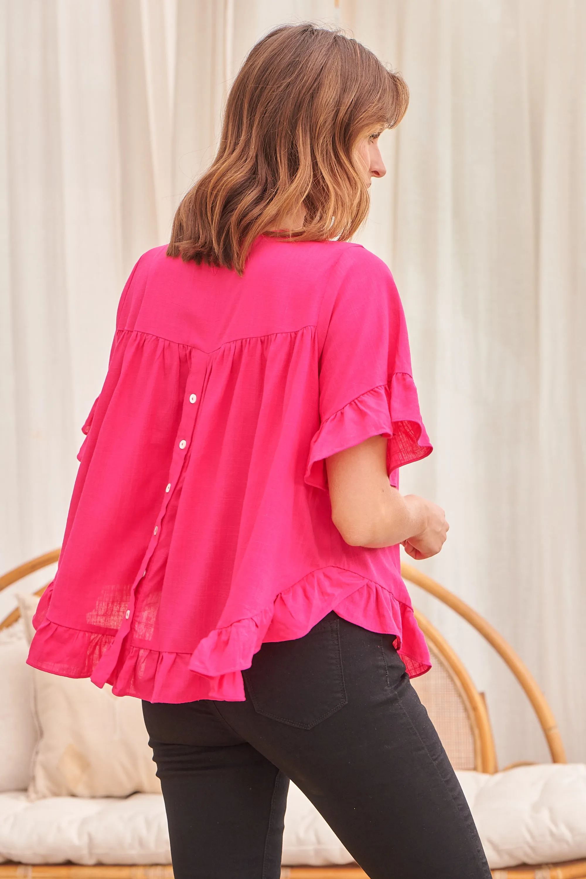 Aries Hot Pink Linen Tee