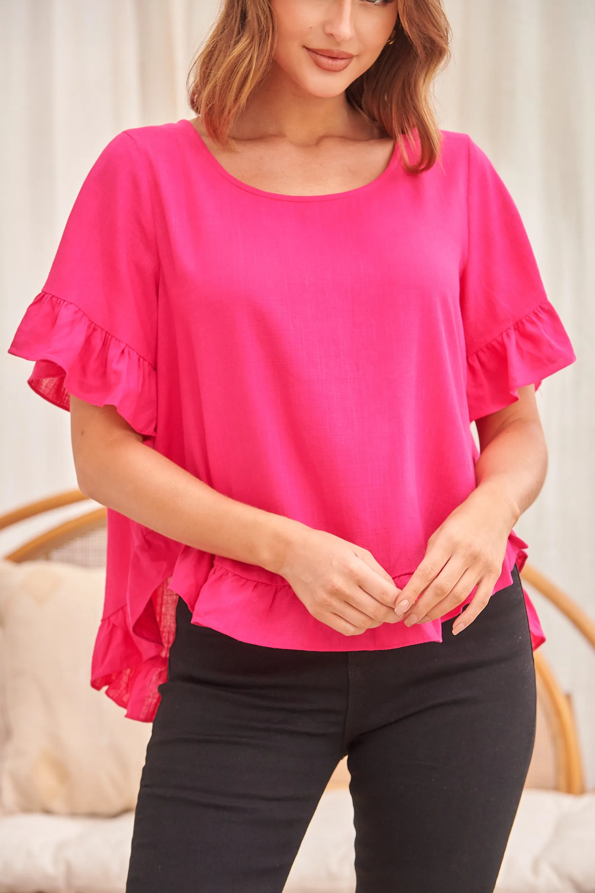 Aries Hot Pink Linen Tee