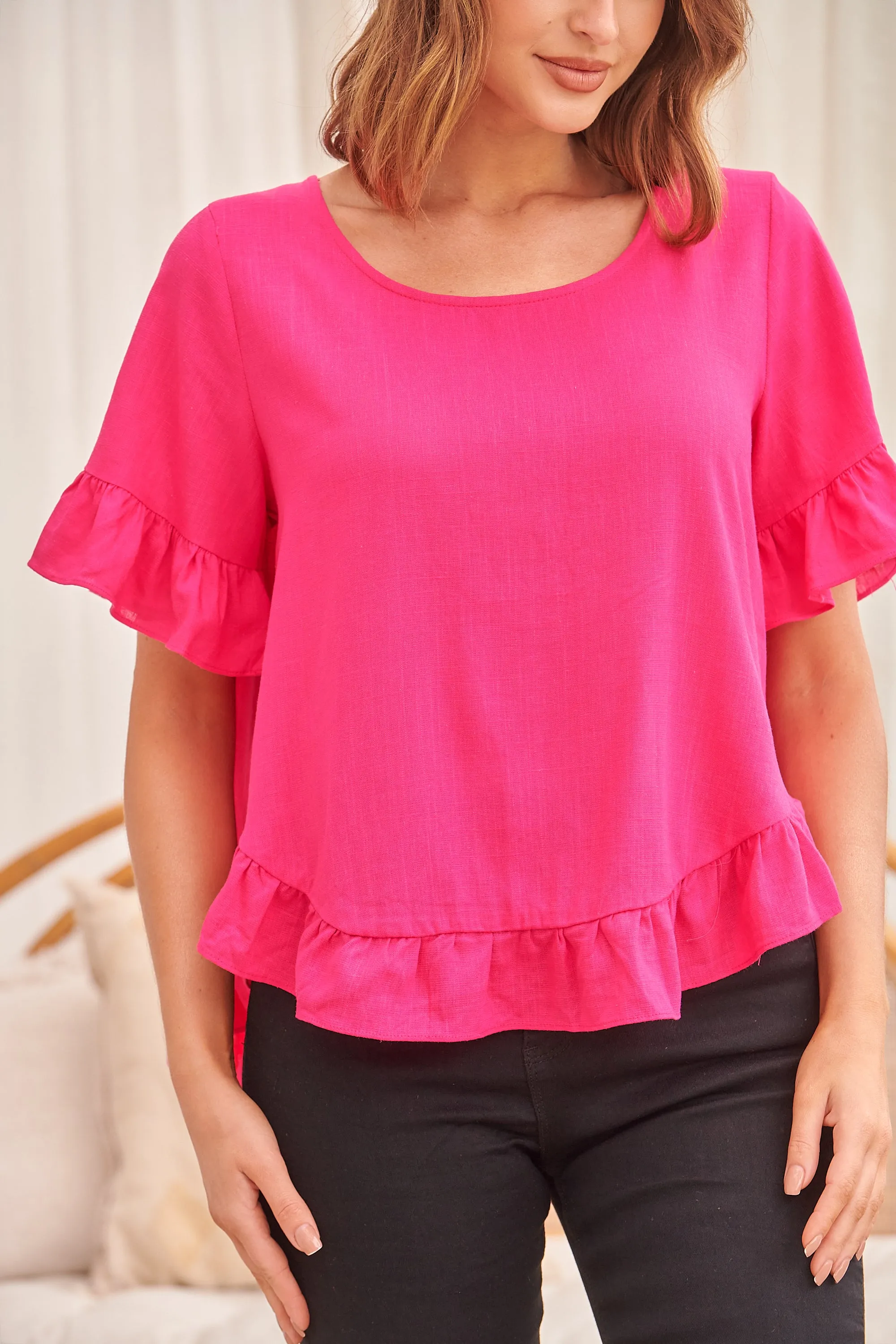 Aries Hot Pink Linen Tee