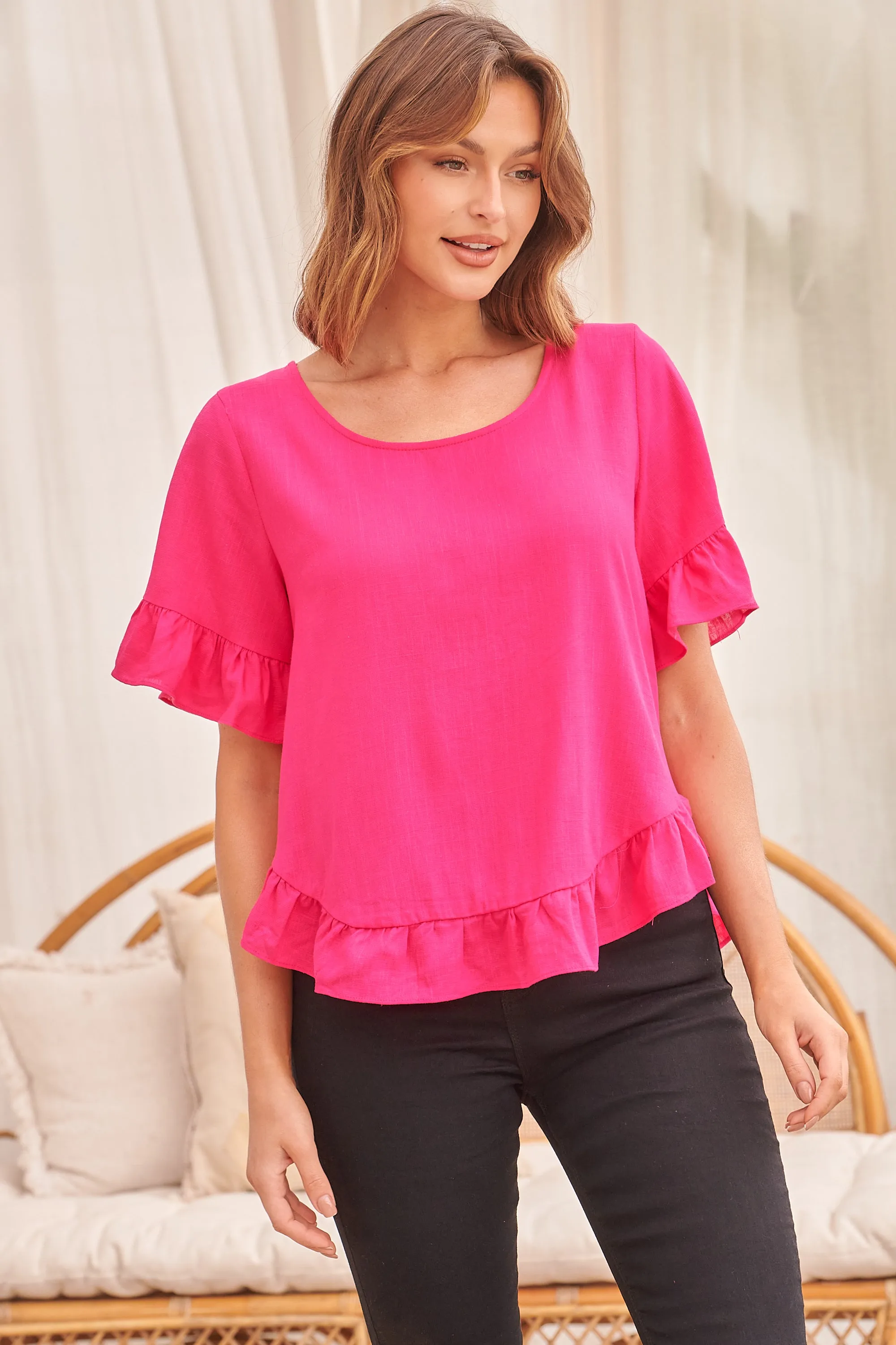 Aries Hot Pink Linen Tee