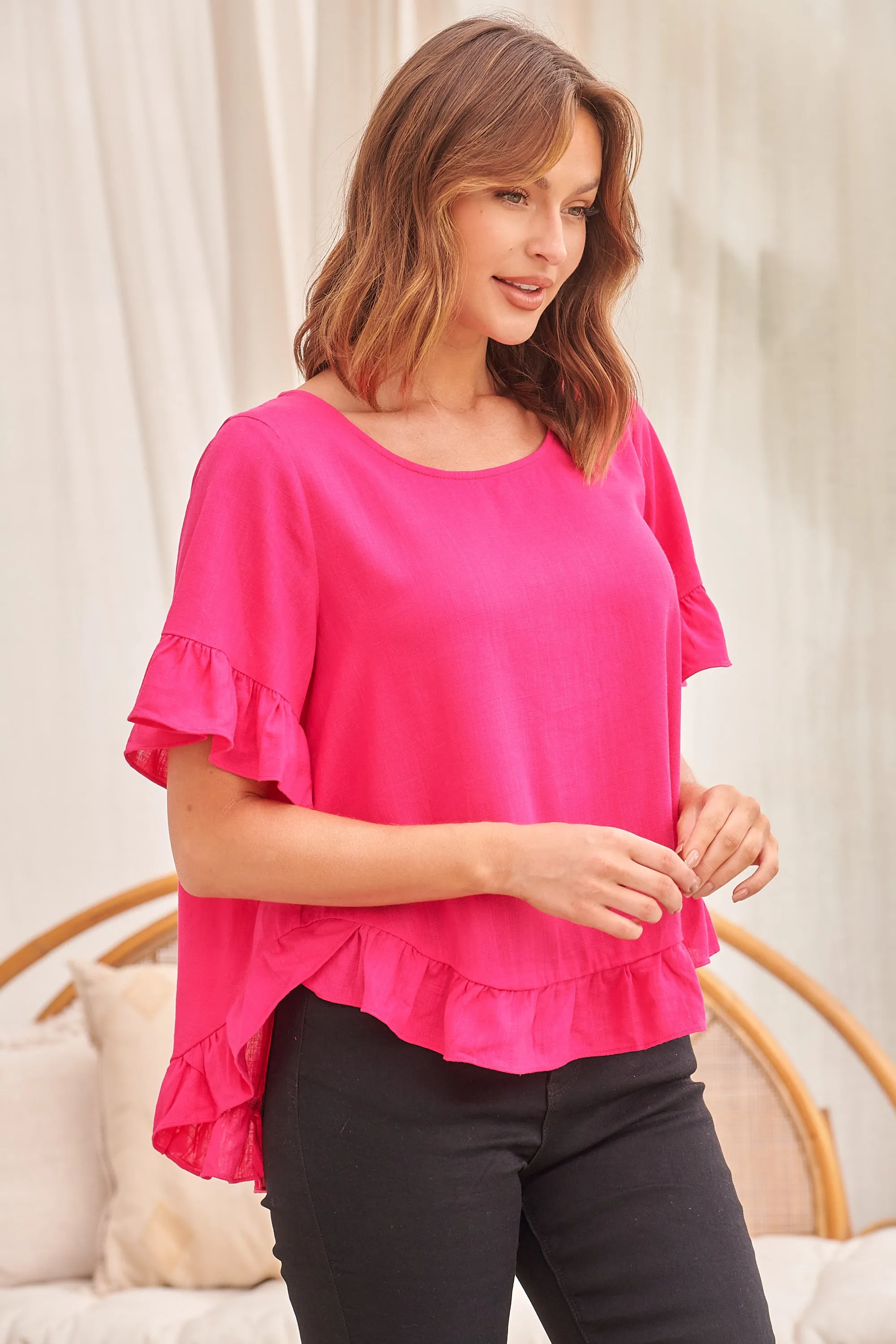 Aries Hot Pink Linen Tee