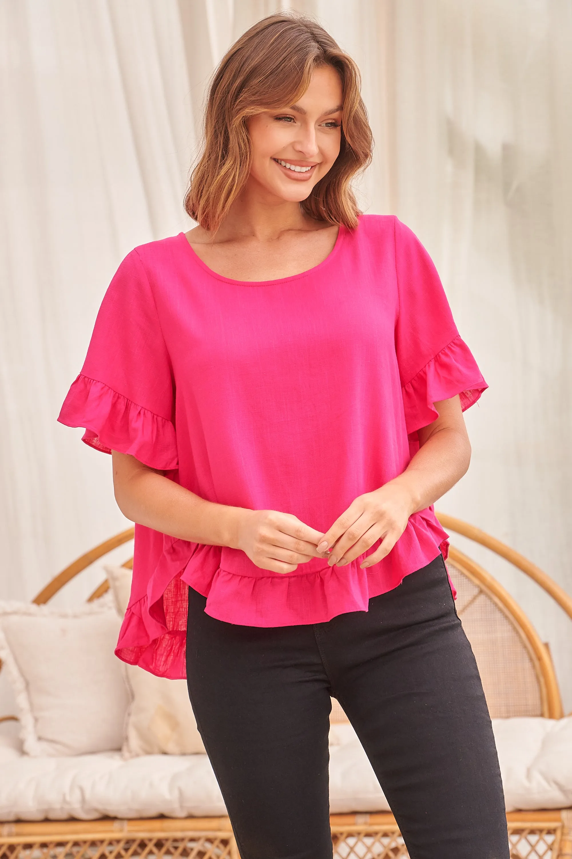 Aries Hot Pink Linen Tee