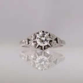 Art Deco White Gold Diamond Solitaire Ring