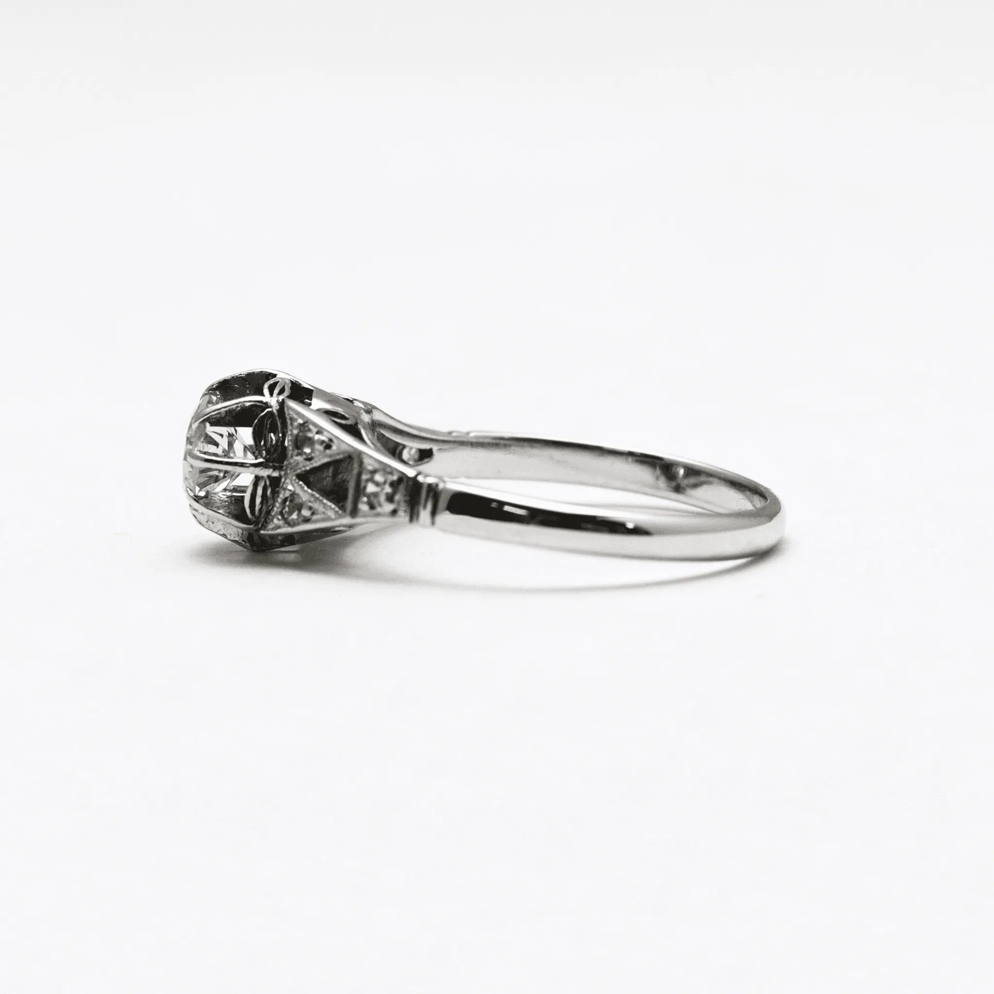 Art Deco White Gold Diamond Solitaire Ring