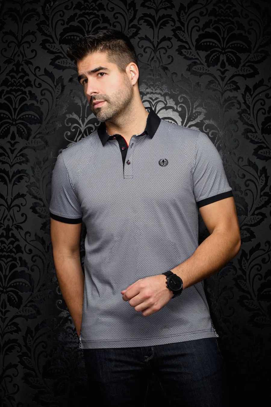 Au Noir Stretch Short-Sleeve Polos | Lindell Black