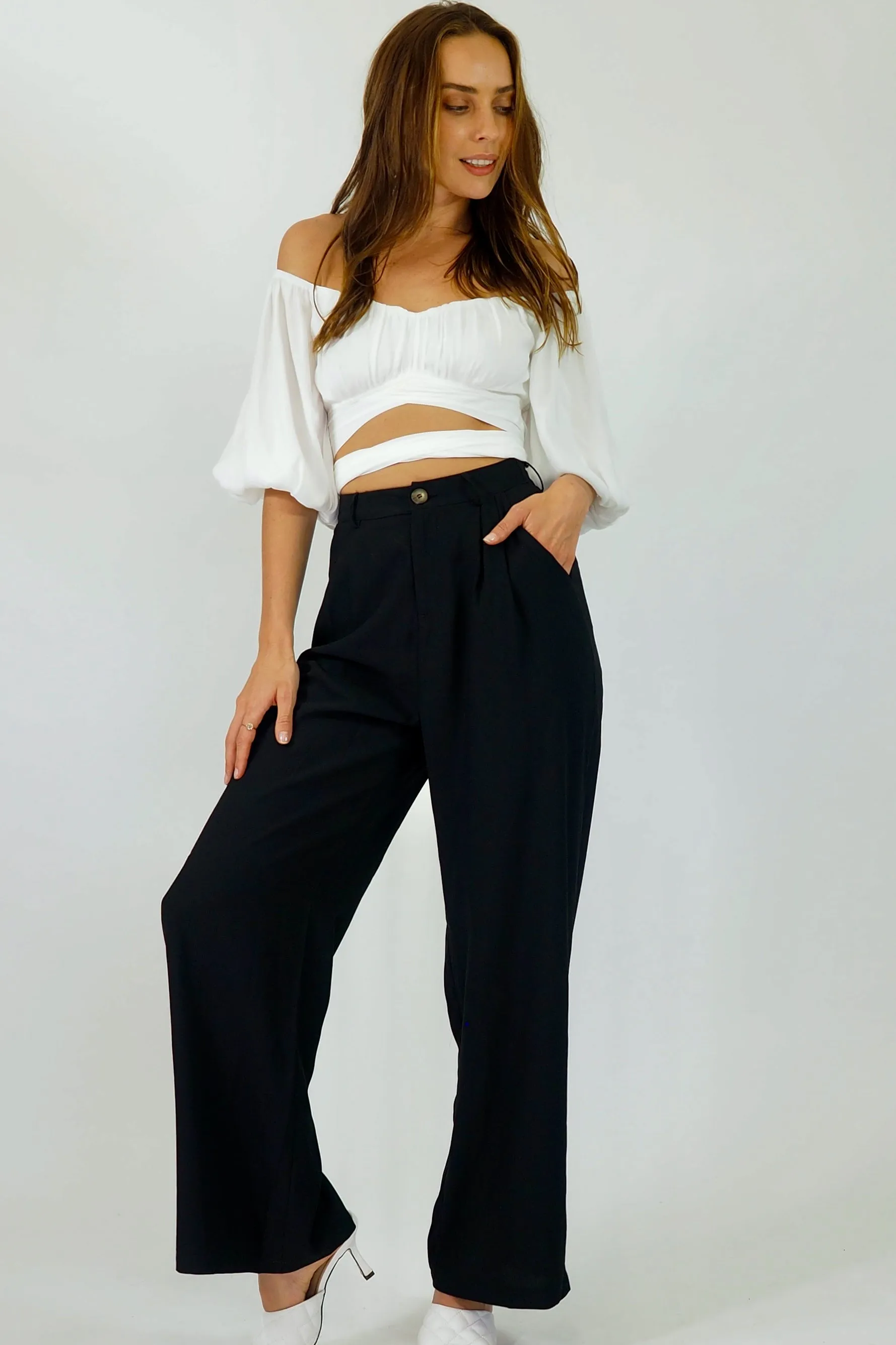 Audrey Wide Leg Pants - Black