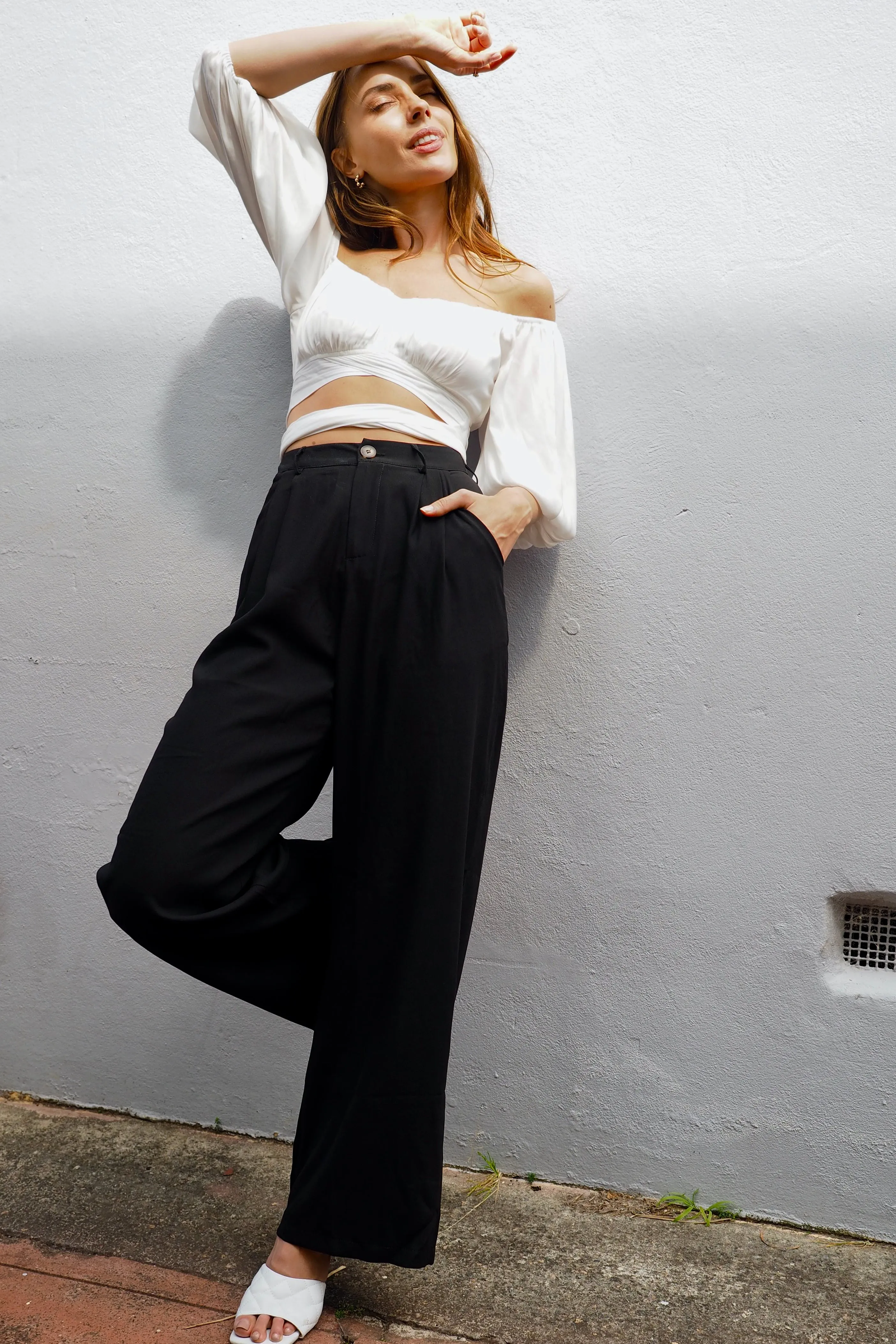 Audrey Wide Leg Pants - Black