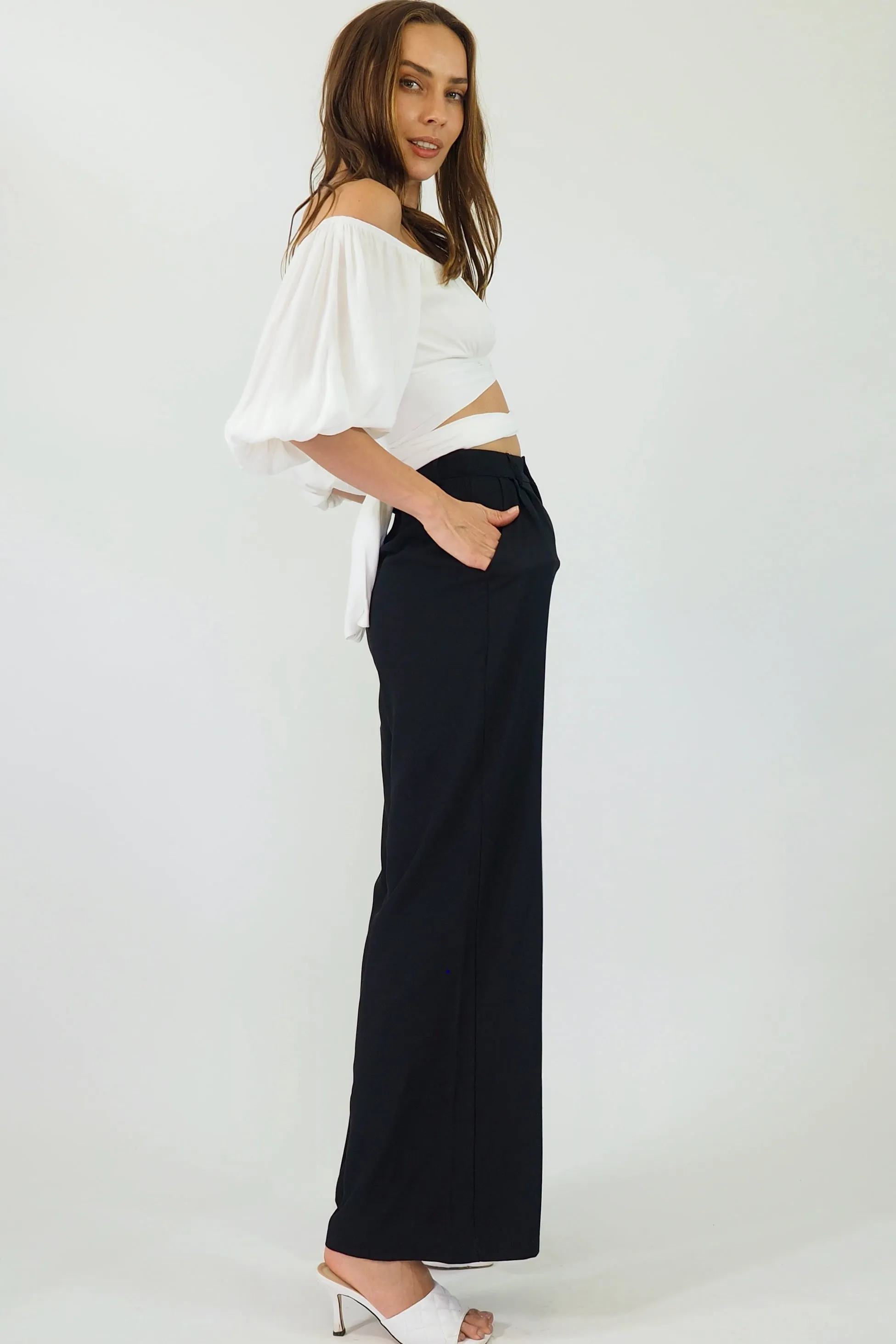 Audrey Wide Leg Pants - Black