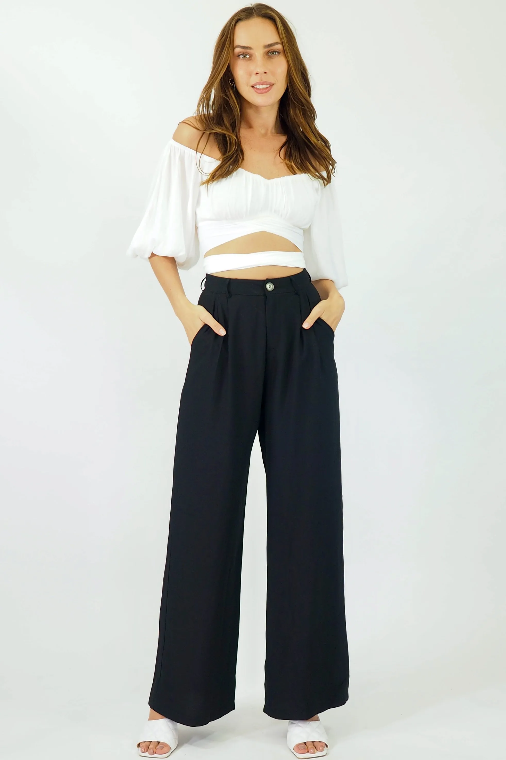 Audrey Wide Leg Pants - Black