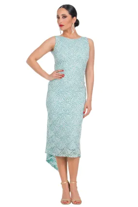 Baby Blue Lace Dress With Keyhole Tie Back