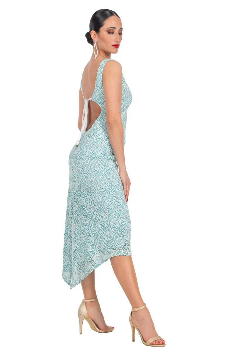 Baby Blue Lace Dress With Keyhole Tie Back