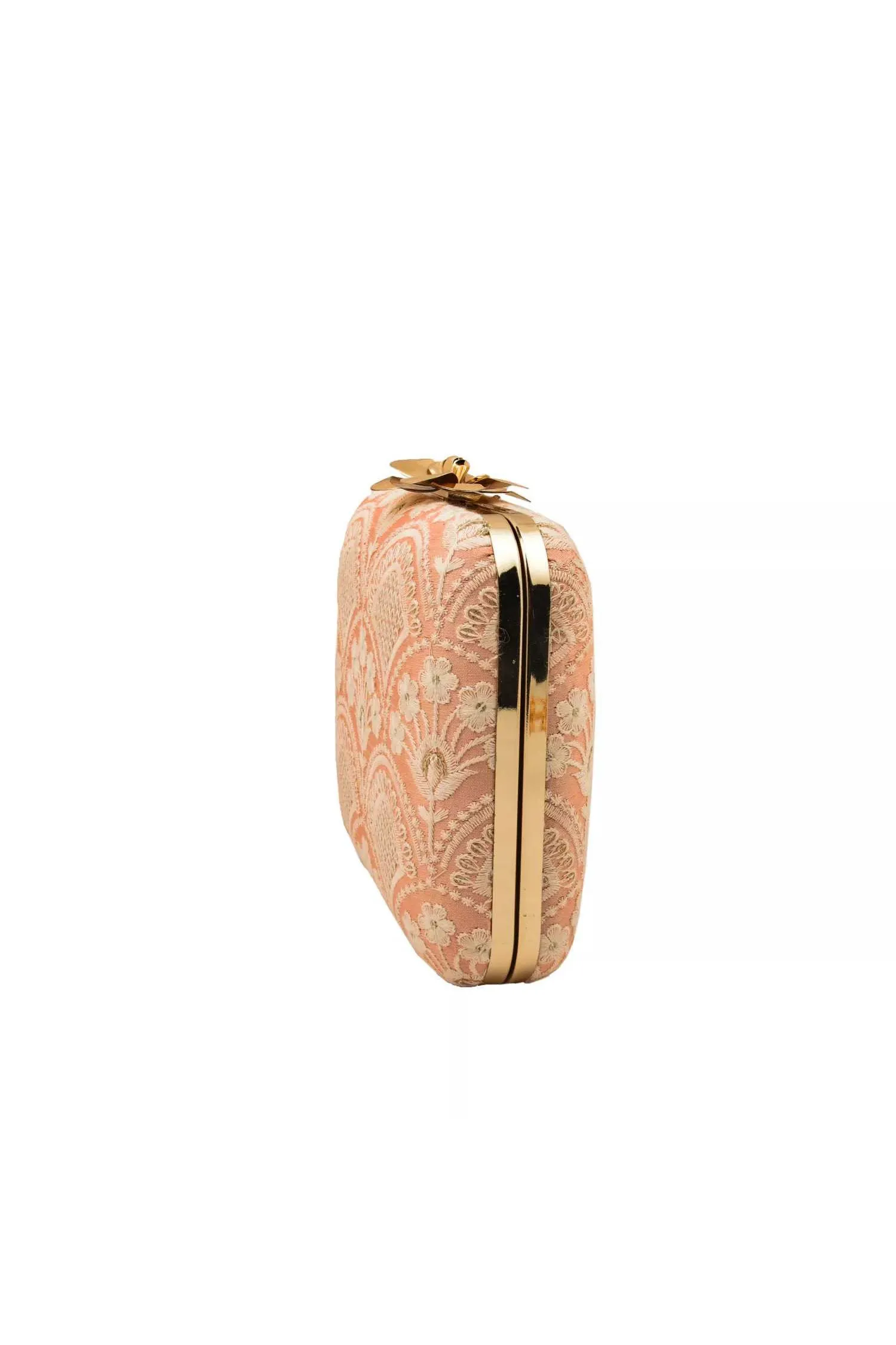 Baby Pink and White Thread work Silk Clutch