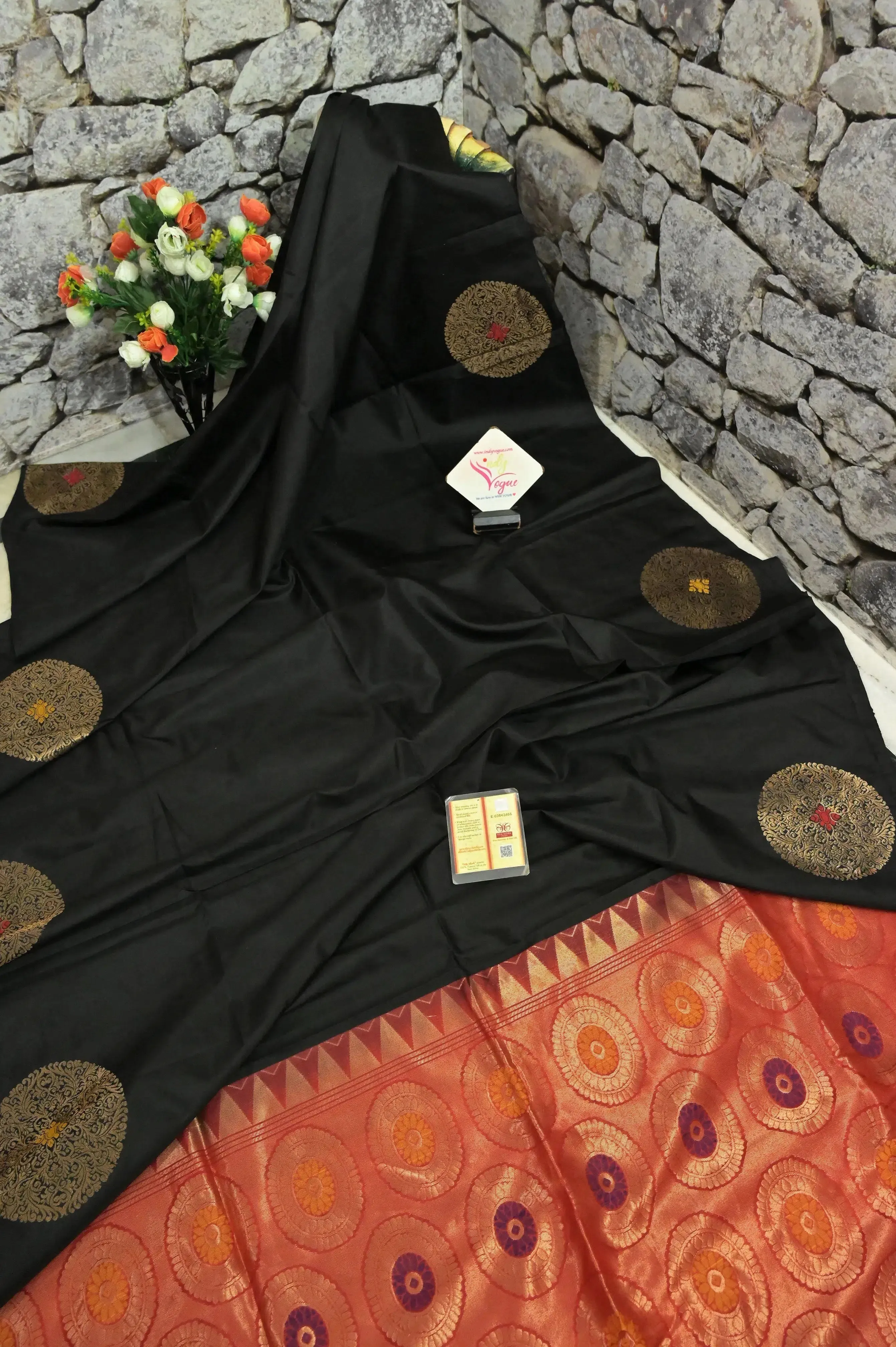 Black Color Brocade Kanjeevaram Silk Saree with Zari Weaving