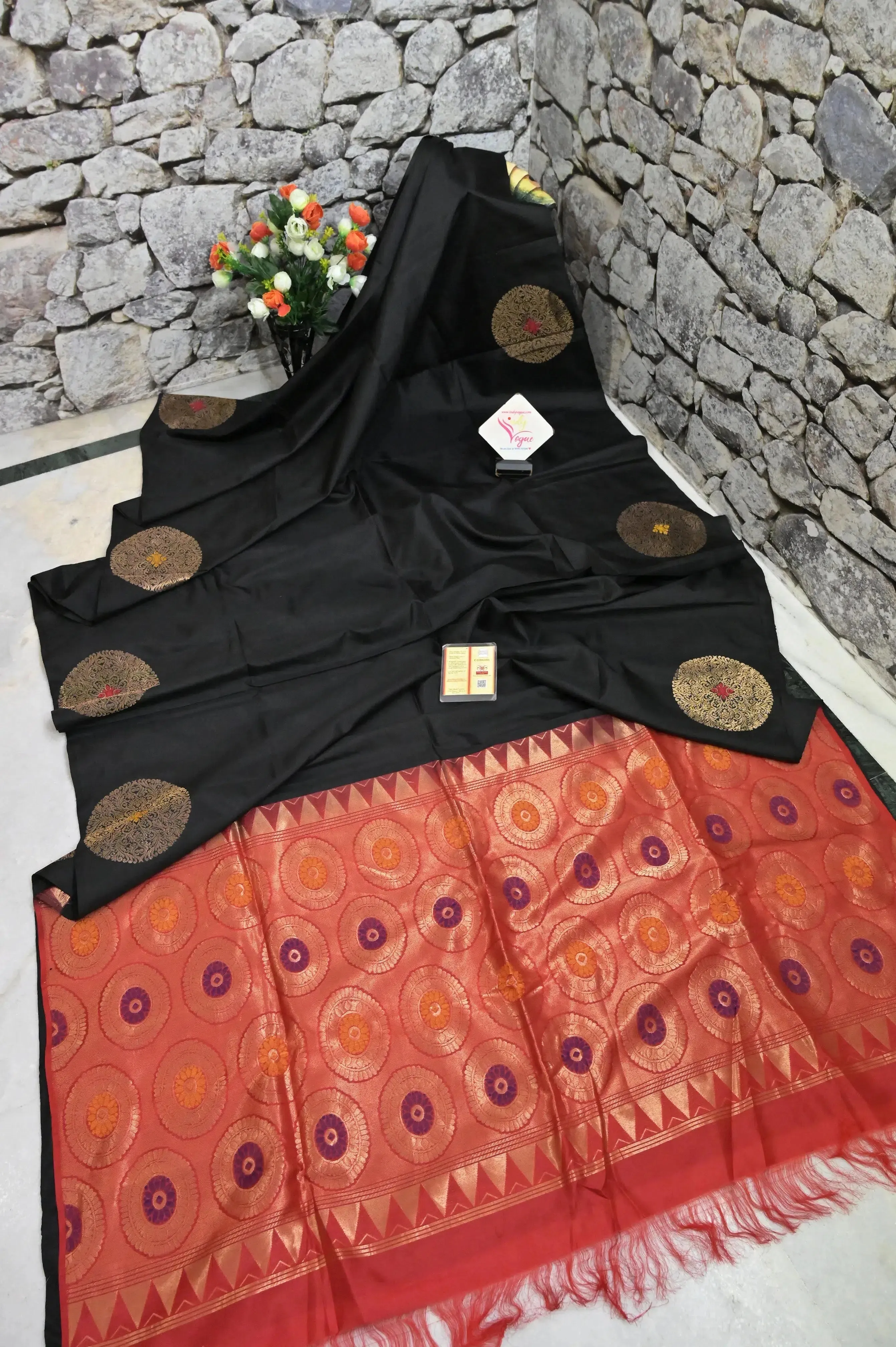 Black Color Brocade Kanjeevaram Silk Saree with Zari Weaving