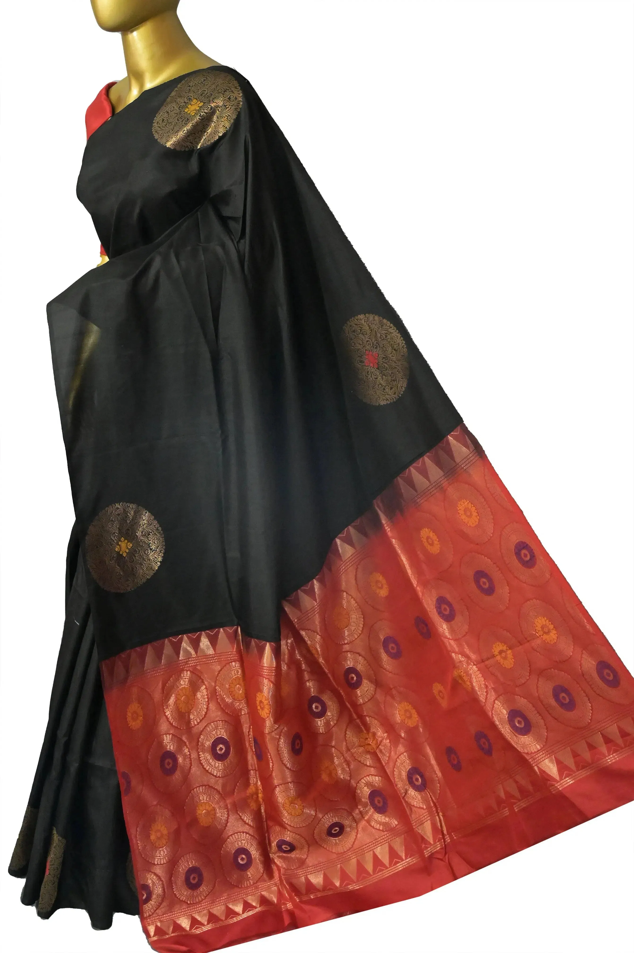 Black Color Brocade Kanjeevaram Silk Saree with Zari Weaving