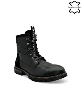 Black Leather Lace Up Boots