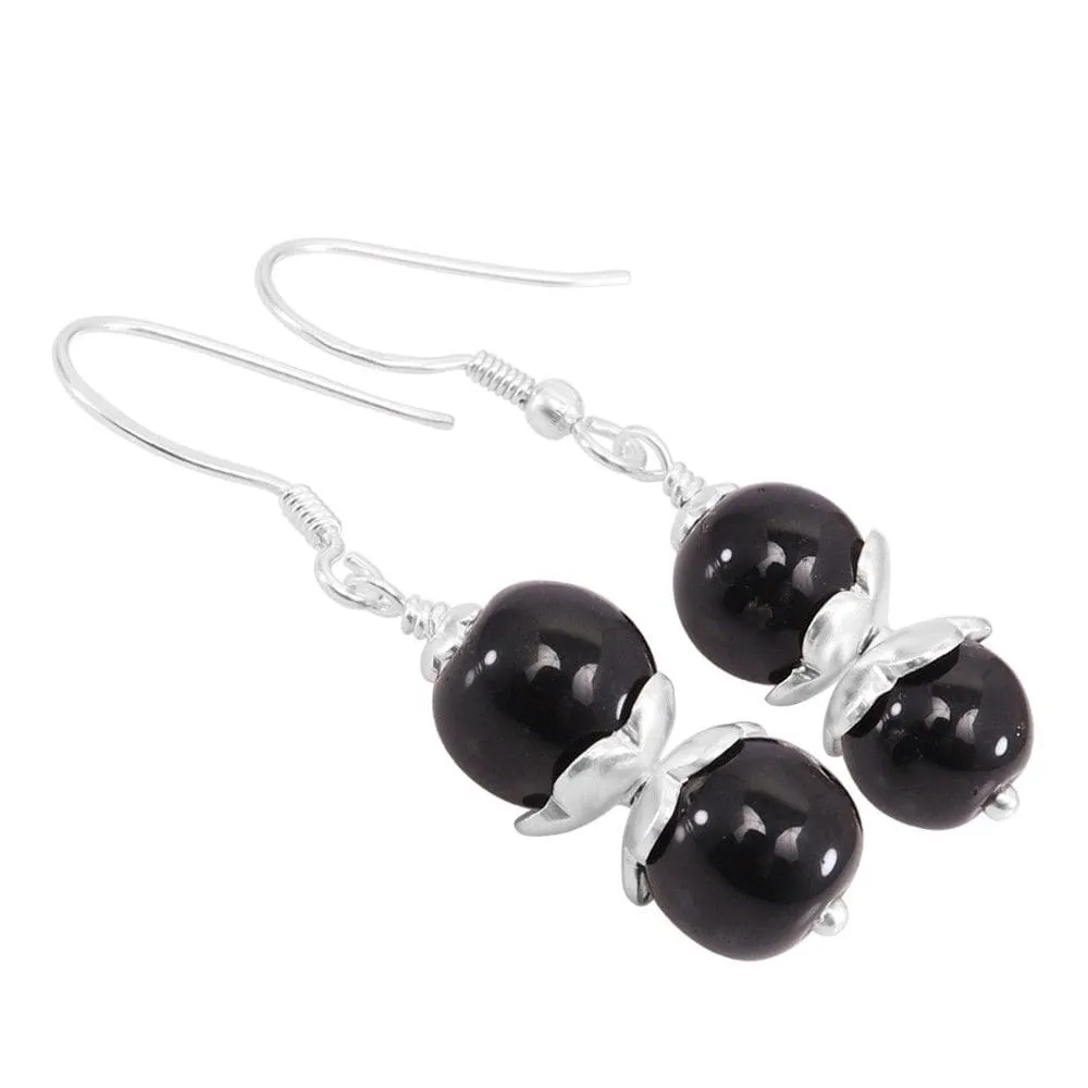 Black Onyx Earring, Sterling Silver Earring, Dangel Earring, Drop Earring, Dainty Earring, Black Onyx Gemstone Earring Gift For Women's