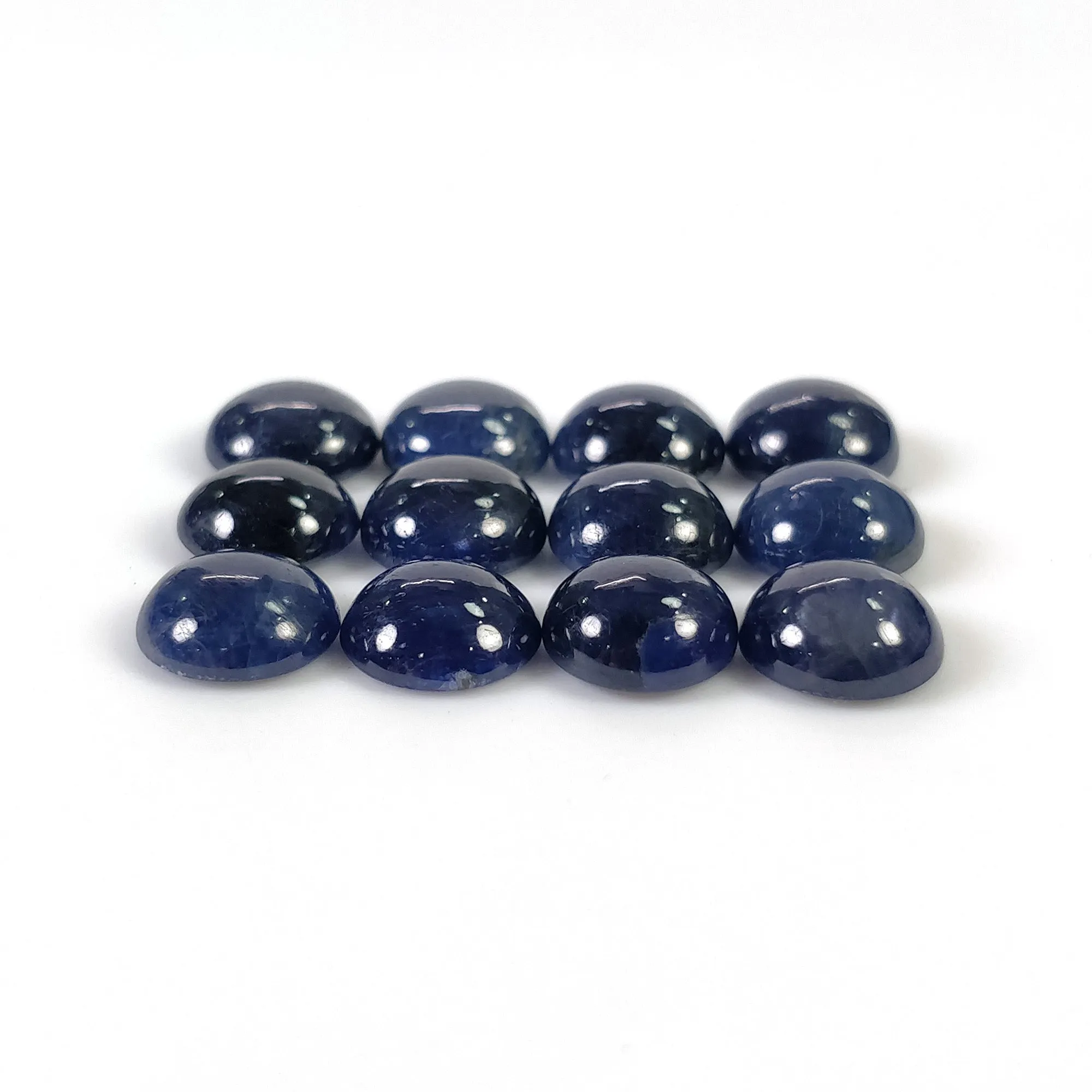 BLUE SAPPHIRE Gemstone Cabochon : 29.50cts Natural Untreated Unheated Sapphire Oval Shape 8mm 12pcs